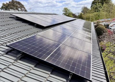Residential solar panel installation on a tiled roof in Victoria.